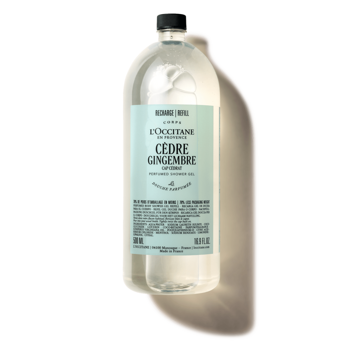 Dušo želė „Cedre Gingembre“ papildymas („Cap Cedrat“) Refill L'Occitane