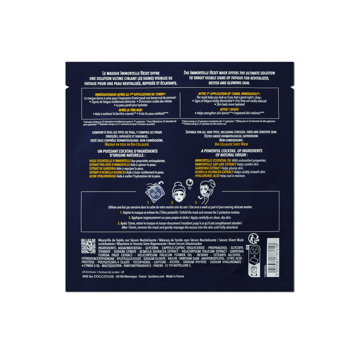 Lakštinė veido kaukė RESET L'Occitane