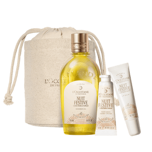 Dovanų rinkinys su kosmetine MIGDOLAIS DVELKIANČIOS KALĖDOS L'Occitane Lietuva